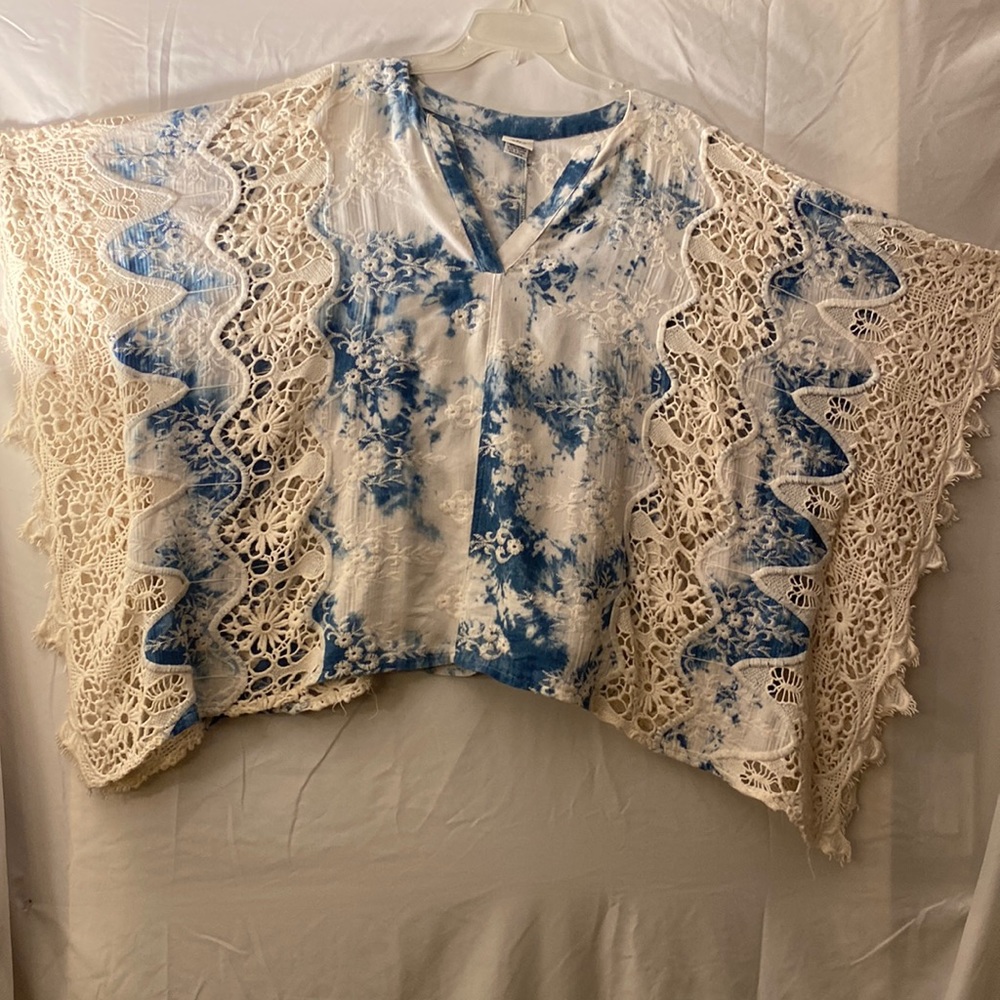 Mindset by XCVI Tye Dyed Crocheted Shirt
